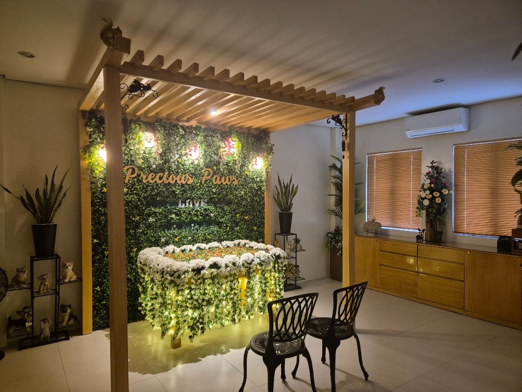 Garden Patio chapel setup at Precious Paws Quezon City